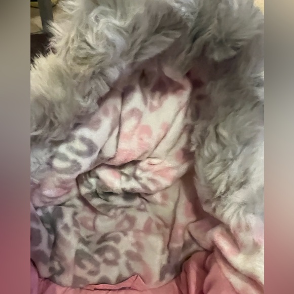 ZERO XPOSURE Infants Pink Puffer Coat w/ Faux Fur & Flower Embroidered Logo 12M - Picture 5 of 5